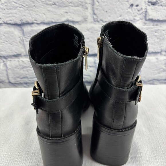 Vince Camuto Women's 8 M Black Leather Sameena Block Heel Side Zip Booties - Picture 9 of 11